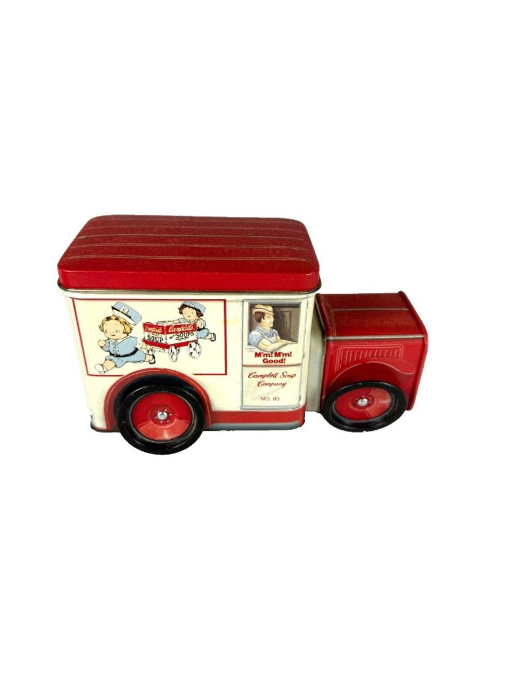 Vintage 1995 Campbells Truck Tin Soup Box Red White Can with Lid by Bristolware
